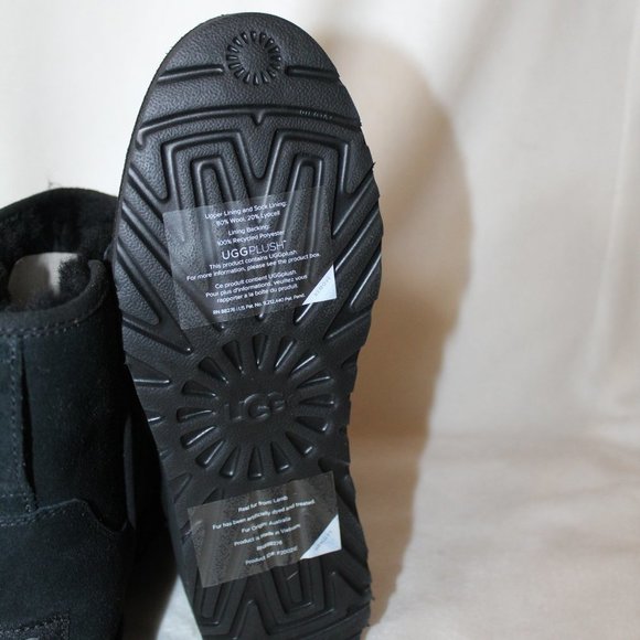 NIB UGG WOMEN'S KRISTIN SUEDE AND SHEARLING SLIM STYLE MINI BOOTS BLACK - Picture 5 of 10